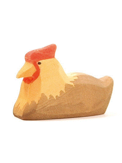 Ostheimer Huhn braun liegend Holzfigur