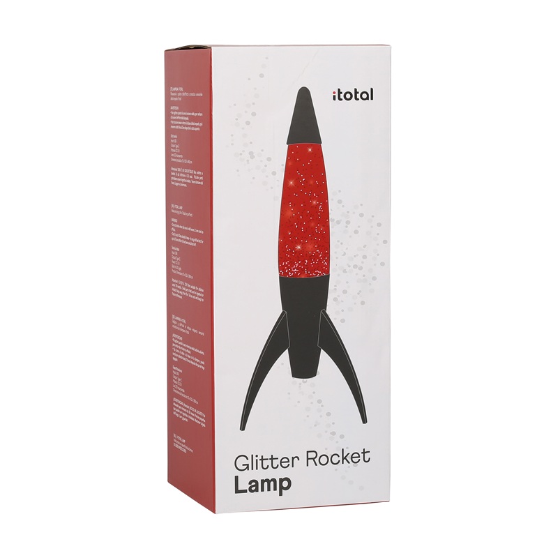 iTotal Rocket Glitter Lampe mit schwarzem Sockel und rotem Licht