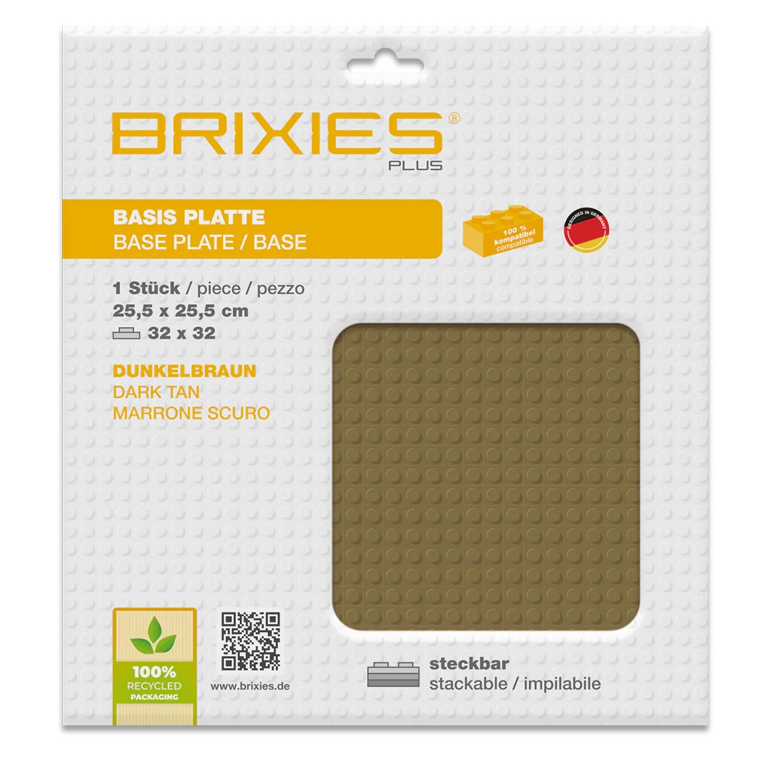 Brixies Plus Bodenplatte Basic dunkelbraun 32 x 32 Noppen Klemmbausteine