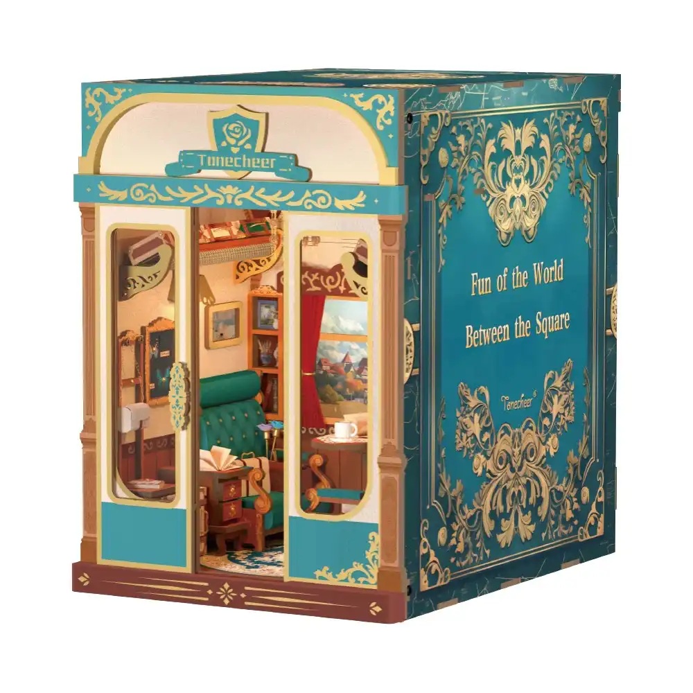 Tonecheer Bastelset Book Nook Zugabteil - European Travels Holz-Bausatz mit Licht