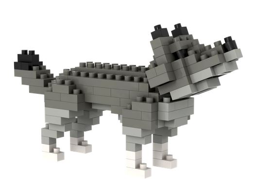 Brixies Wolf Dunkelgrau 120 Mini Klemmbausteine