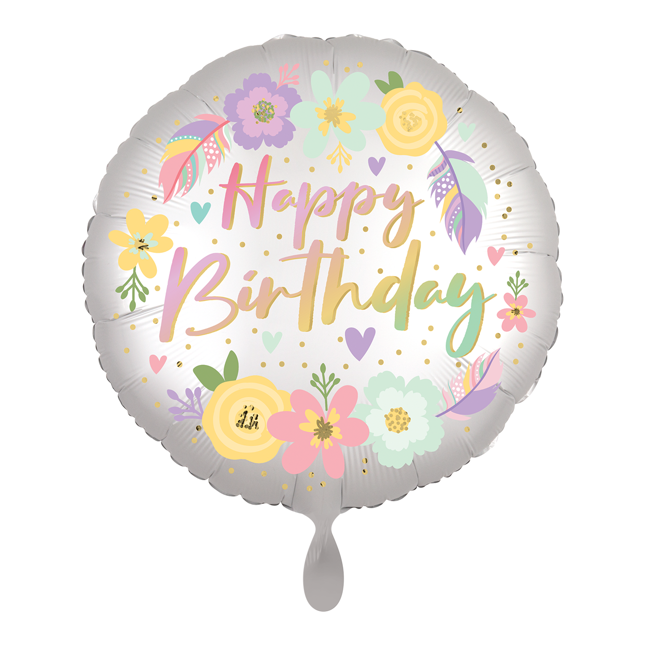 Folienballon rund Motiv Boho Birthday Satin Flowers 18" 