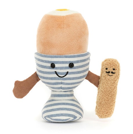 Jellycat Stofftier Amuseables Eggetha Egg & Lance Soldier Plüsch-Frühstücks-Ei mit Toast-Streifen
