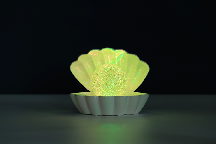 iTotal Muschel-Lampe weiß mit Glitzer