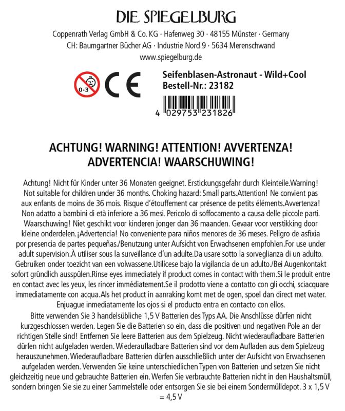 Die Spiegelburg Seifenblasen-Astronaut - Wild+Cool