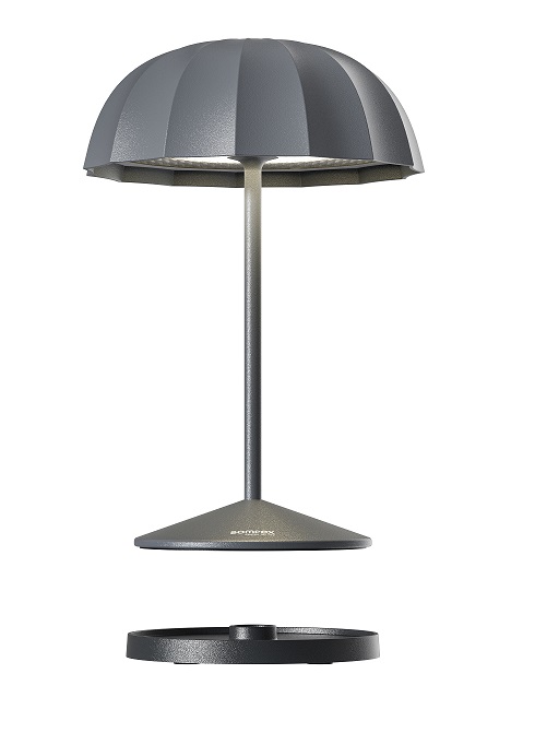 Sompex Tischleuchte Ombrellino anthrazit LED Akku-Outdoorlampe, stufenlos dimmbar