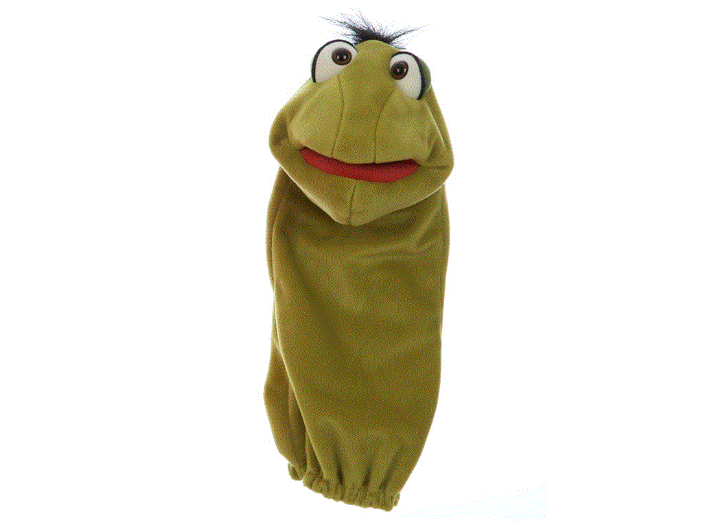 Living Puppets Handpuppe Herbert aus der Reihe Quasselwürmer grün mit schwarzem Haar