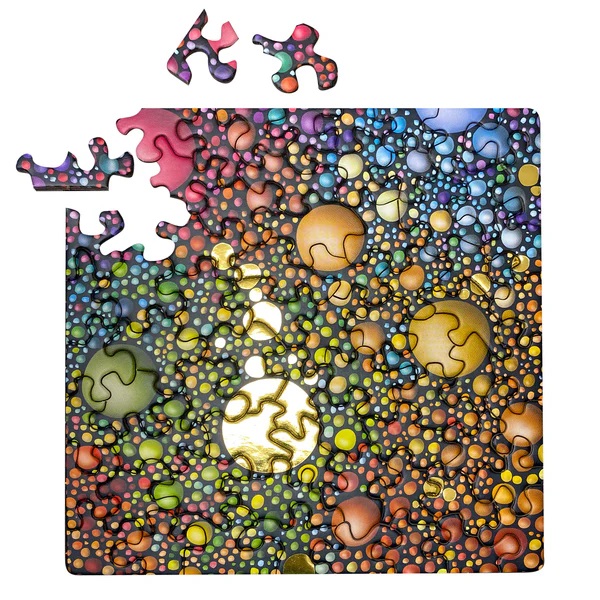 Curiosi Q-Puzzle Gold-2 Kugeln farbenfrohes Mini-Puzzle 72 Teile