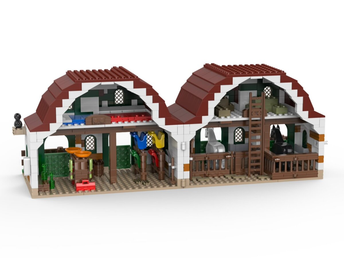 KiddiCraft Klemmbausteinset Ponyhof - 3 Kiddiz Figuren, 2 Pferde, 2 Vögel 869 Teile