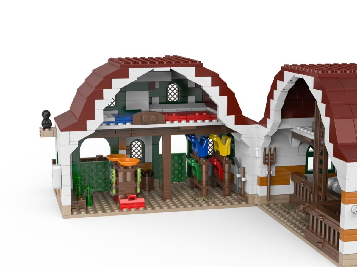 KiddiCraft Klemmbausteinset Ponyhof - 3 Kiddiz Figuren, 2 Pferde, 2 Vögel 869 Teile