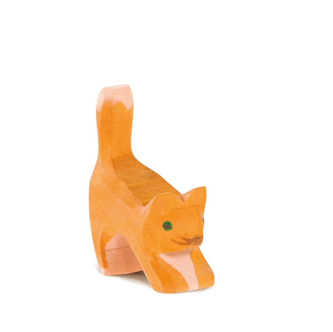 Ostheimer Holzfigur Katze klein Kopf tief