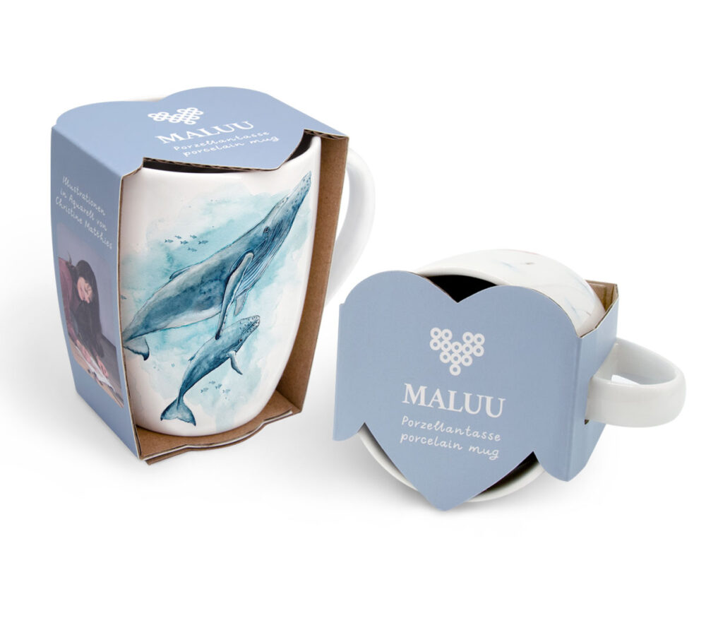 Maluu Porzellantasse Whale Wonders aus Porzellan mit zwei Wal-Motiven