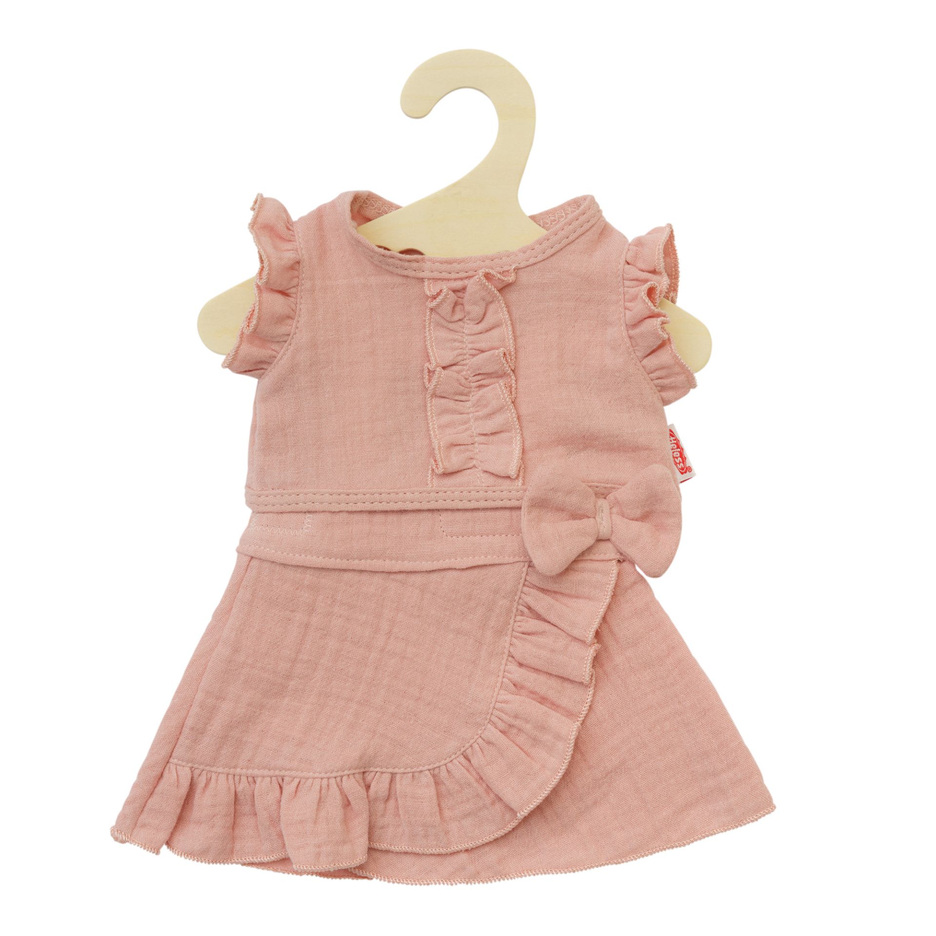 Heless Puppen-Wickelrock mit Rüschen-Top aus 100 % Bio-Baumwolle rosé, 2-teilig, Gr. 35-45 cm