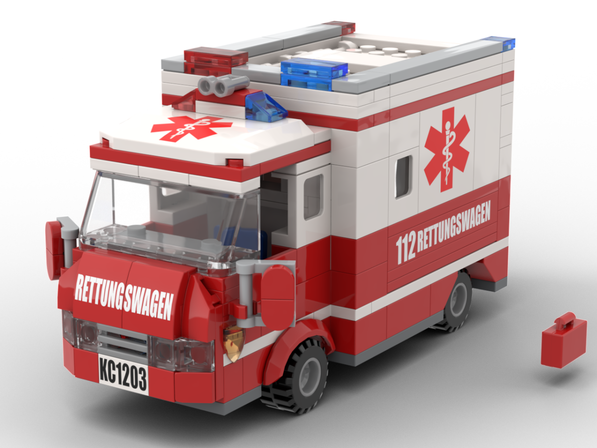 KiddiCraft Klemmbausteinset Rettungswagen - 3 Kiddiz Figuren 296 Teile