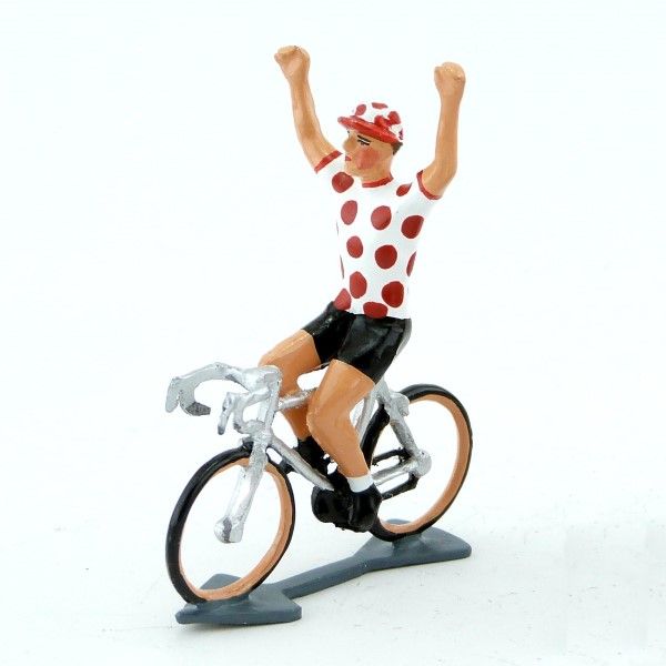 CBG Mignot Zinnfigur Radfahrer Tour de France Gepunktetes Trikot  Arme in der Luft