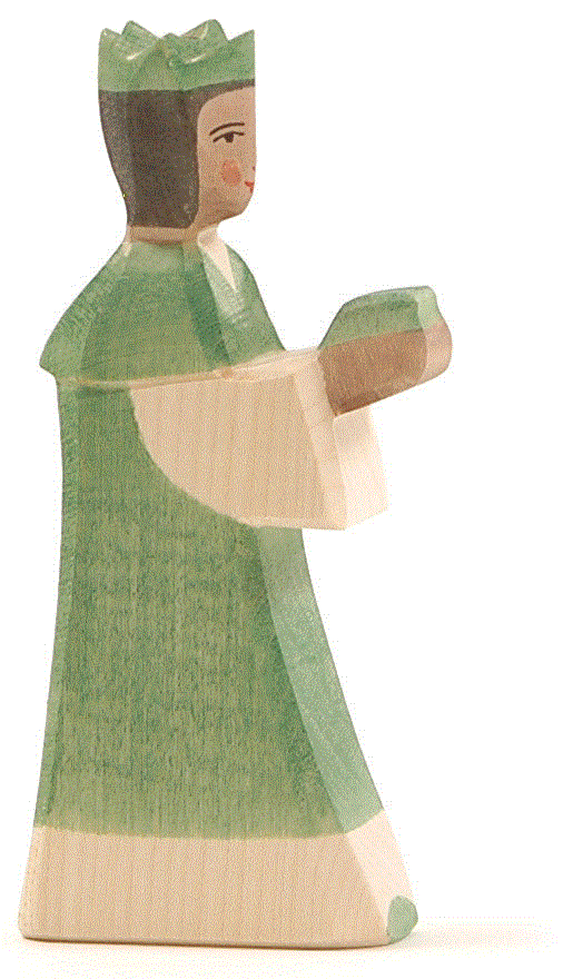 Ostheimer König grün Holzfigur, gezackte Krone
