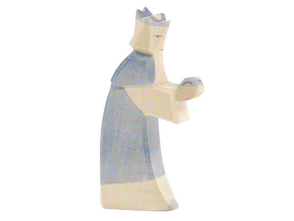 Ostheimer König blau Holzfigur, gezackte Krone