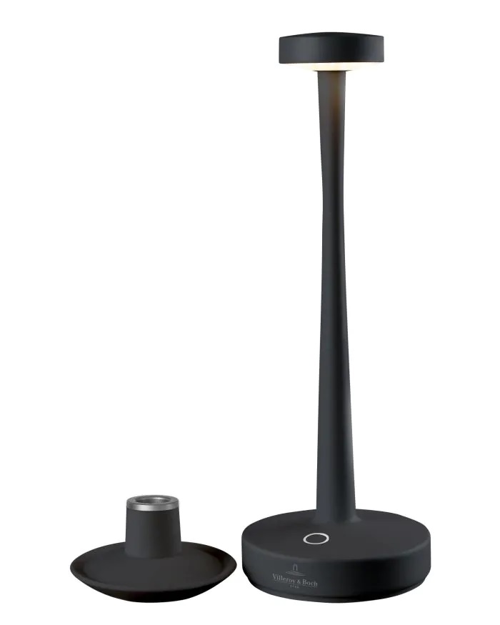 Villeroy & Boch AARHUS Outdoorleuchte schwarz Tischlampe mit Kerzenhalter, akkubetrieben