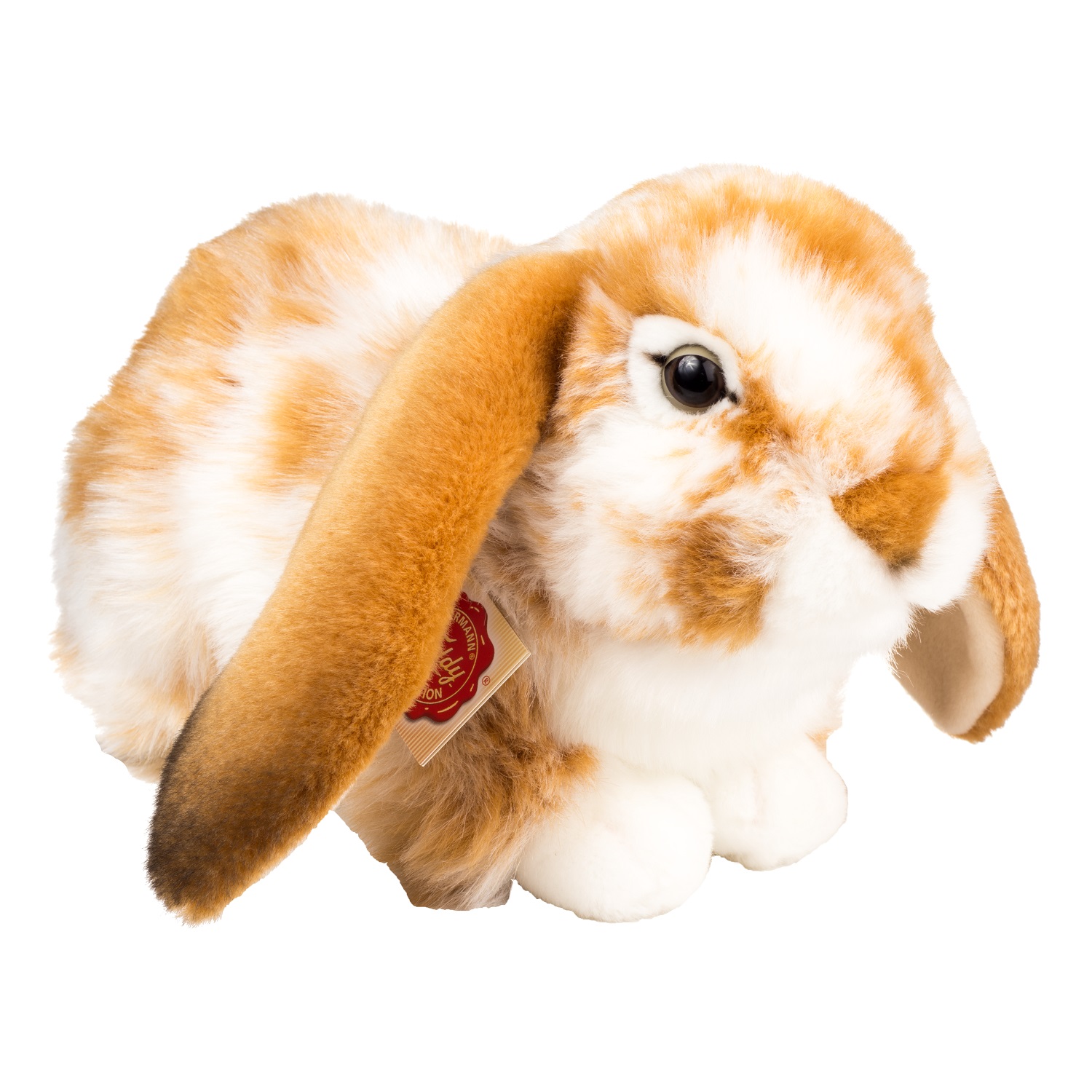 Hermann Teddy Hase liegend hellbraun-weiß gescheckt 30 cm