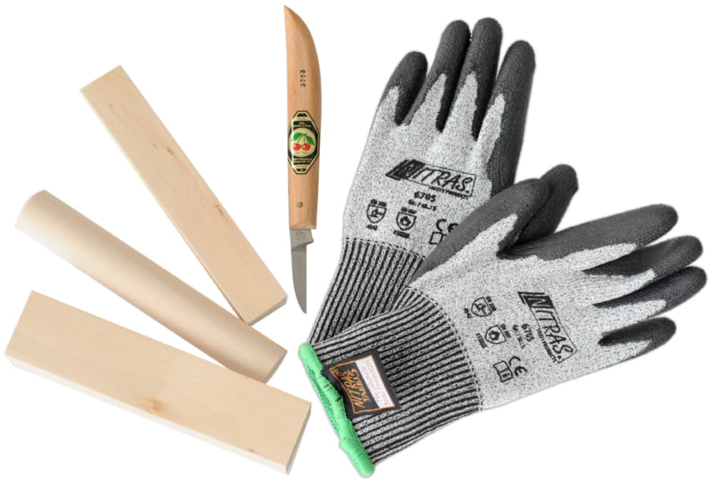 Kids at Work Schnitz-Set Messer+Handschuhe+Holz