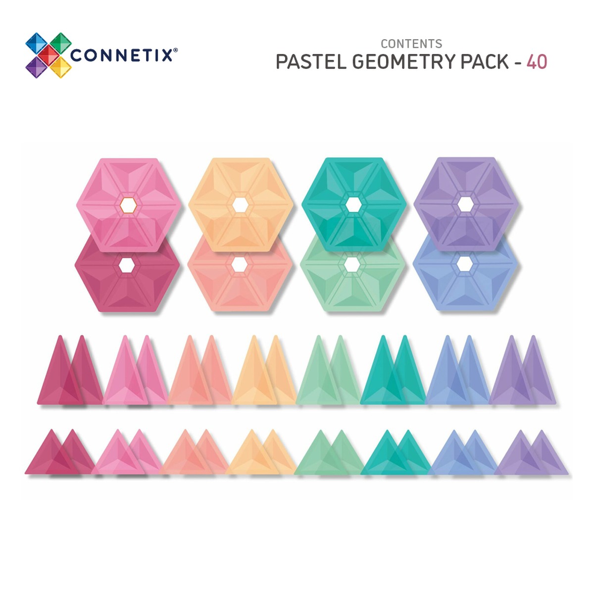 Connetix Magnetbausteine Pastel Geometry Pack 40 Teile