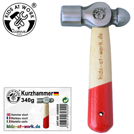 Kids at Work Kurzhammer – Eiche-Griff rot,340 gr.