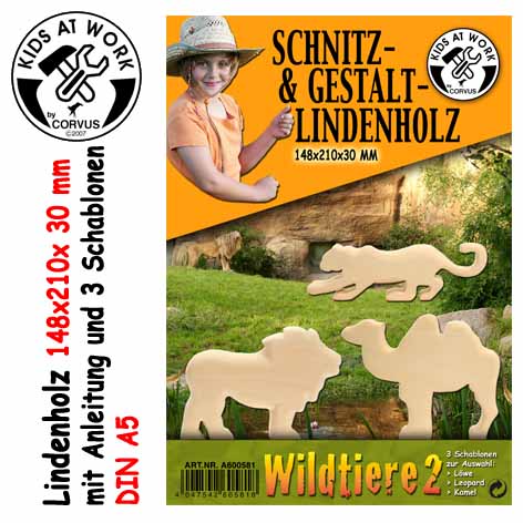 Kids at Work Schnitzholz Wildtiere 2 Gross