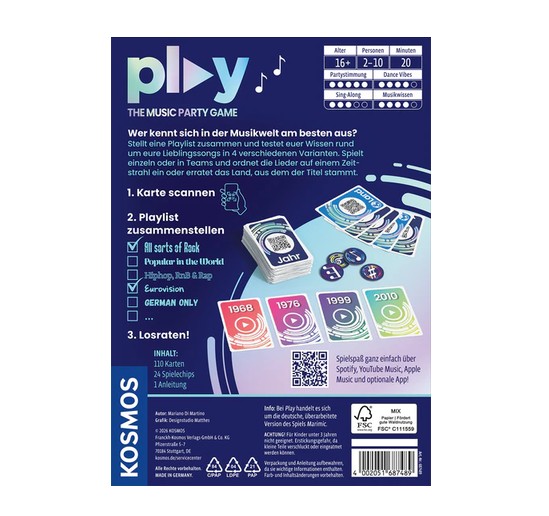 Kosmos Spiel PLAY The Music Party Game