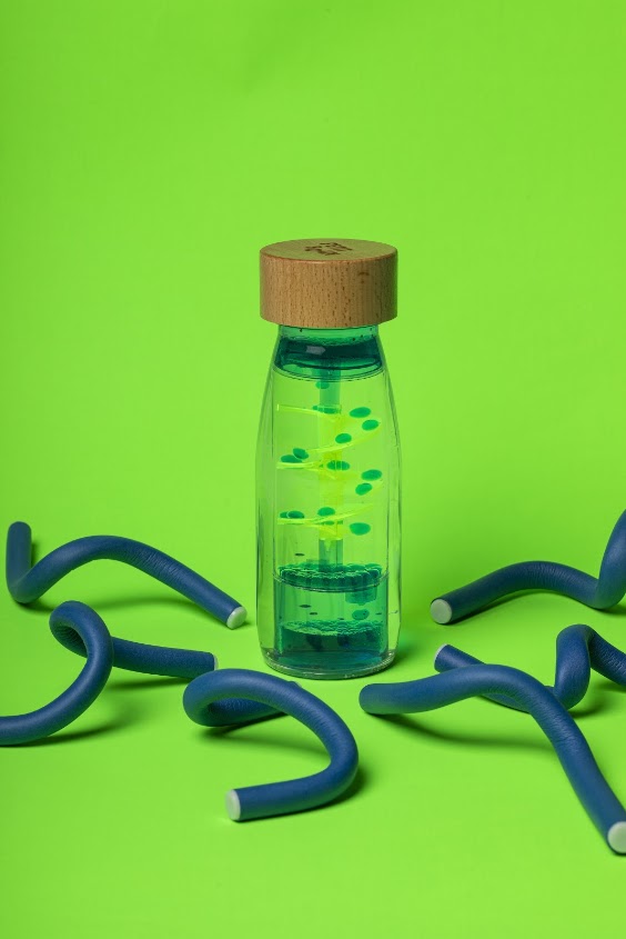 Petit Boum Move Bottle Spiral blue Sensorik Spielzeug Sensory Bottle