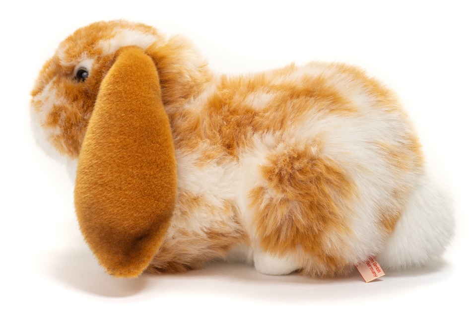 Hermann Teddy Hase liegend hellbraun-weiß gescheckt 30 cm