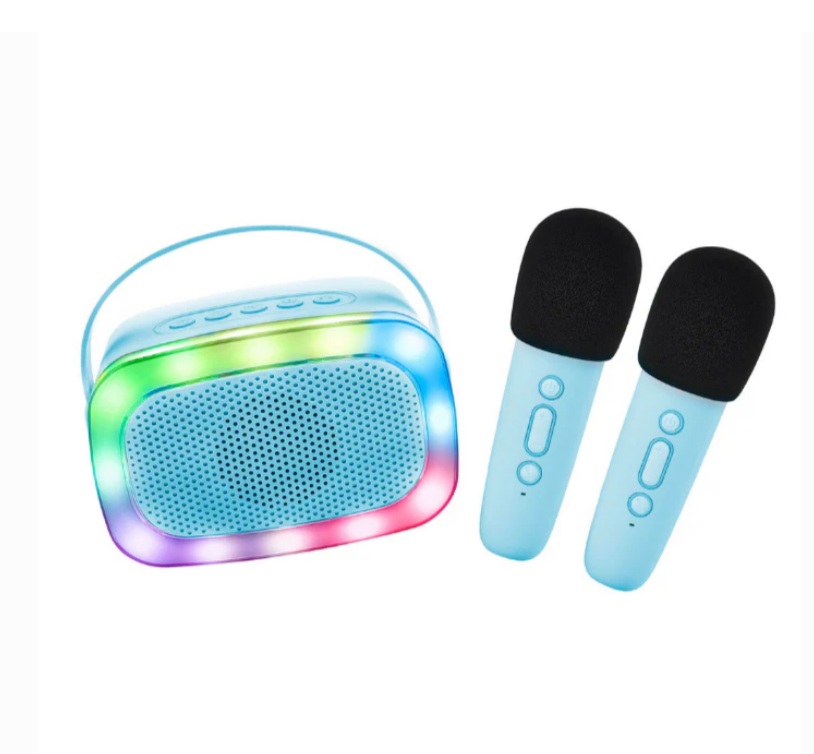 Lalarma Karaoke-Set mit 2 Mikrofonen und LED blue kabellos mit vielen Einsatzmöglichkeiten