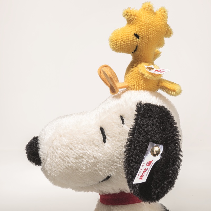 Steiff Sammlerfigur Snoopy mit Woodstock, Mohair weiss limitierte Auflage