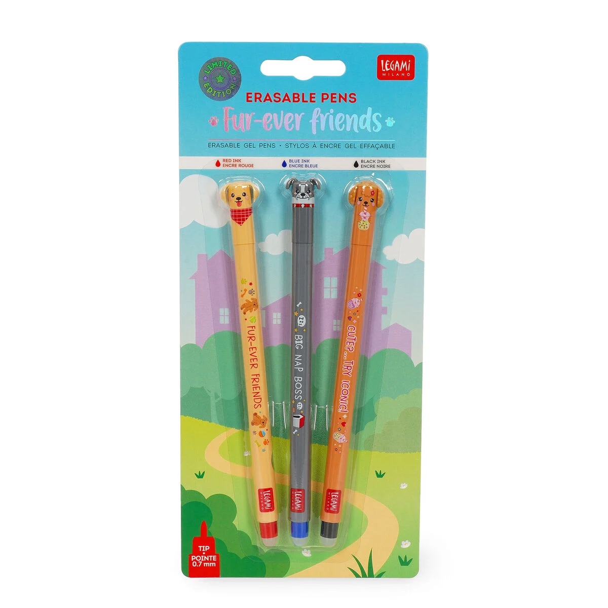 Legami Set 3 Erasable Gel Pens - Fur-ever-Friends  Hunde