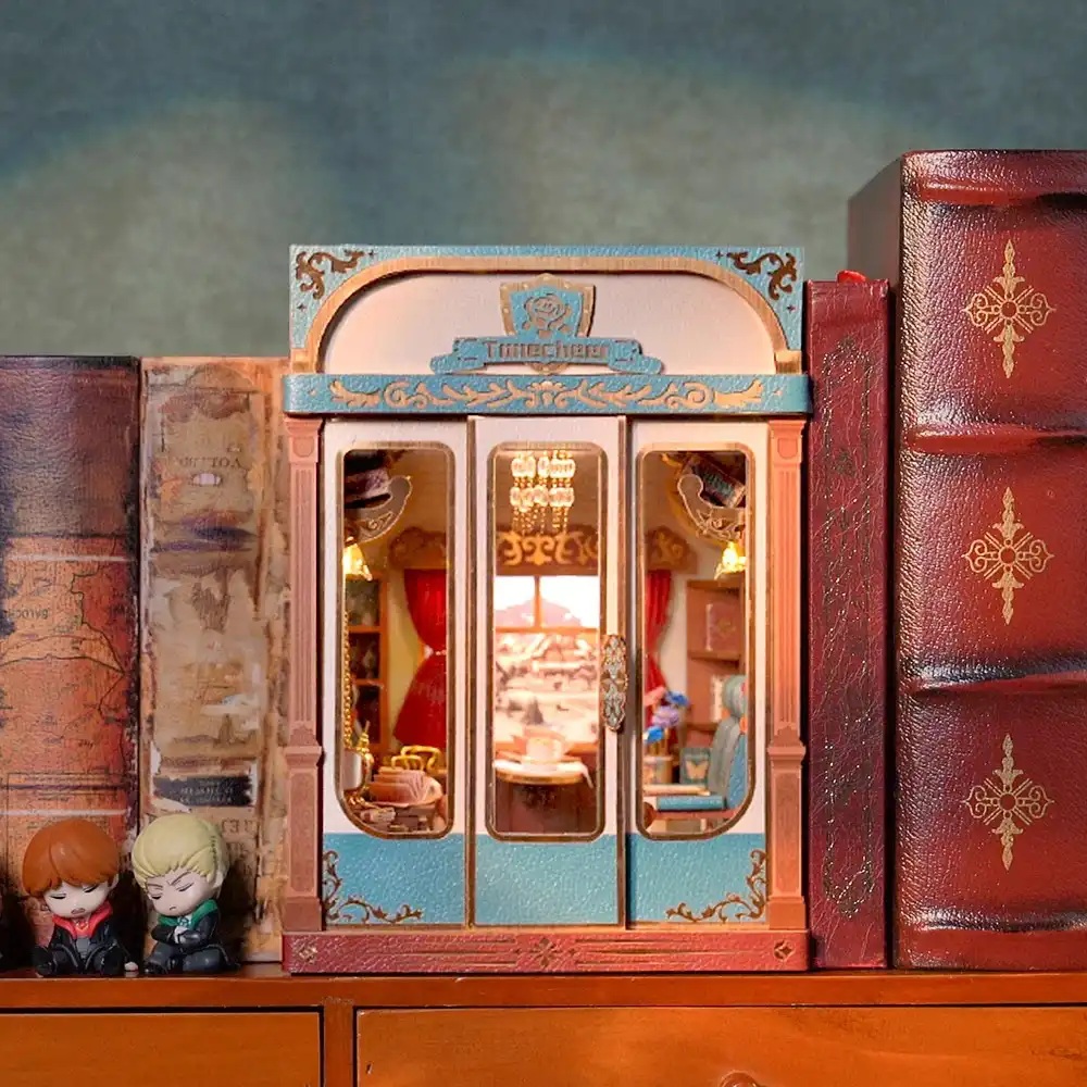 Tonecheer Bastelset Book Nook Zugabteil - European Travels Holz-Bausatz mit Licht