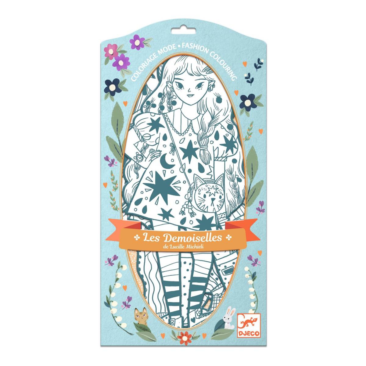 Djeco Ausmalbilder: Demoiselles Angèle 4 gestanzte Mode-Malbilder
