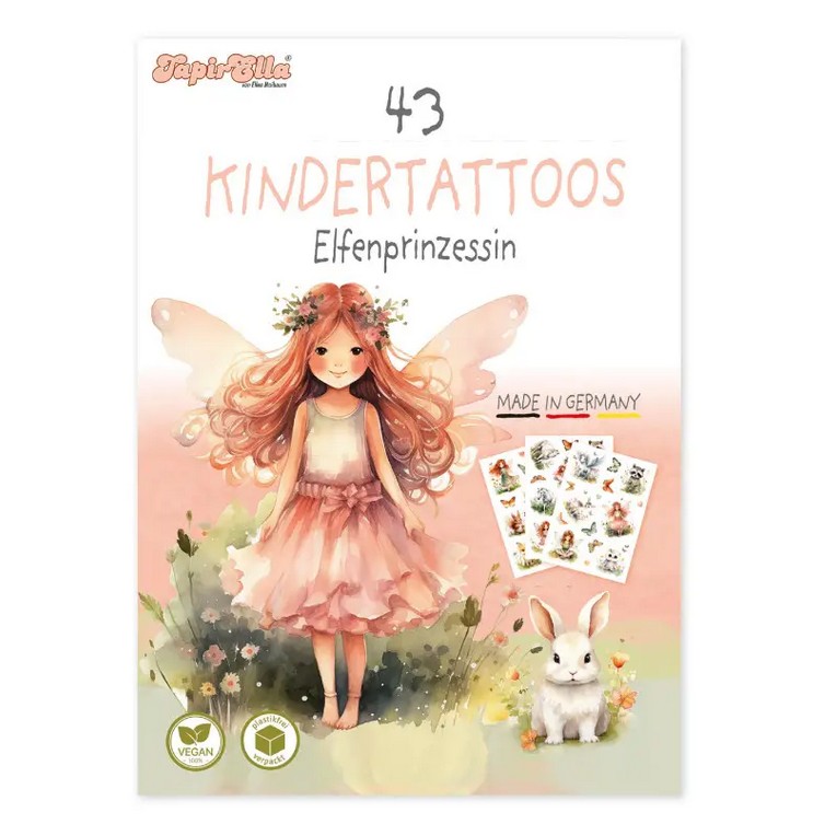 TapirElla Tattoo-Set A6, Elfenprinzessin 3 Bögen, plastikfrei verpackt