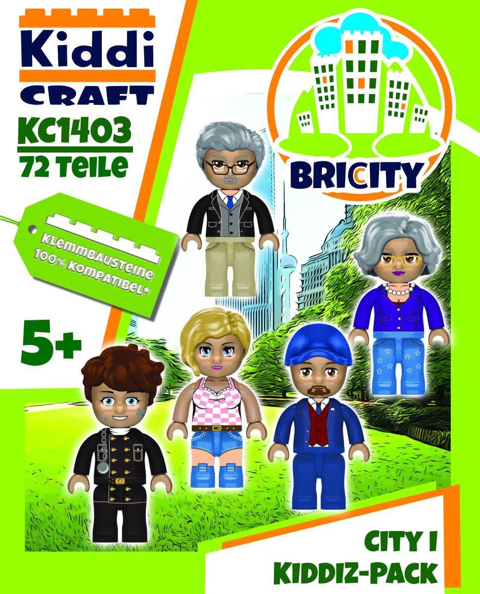 KiddiCraft Kiddiz Figuren-Pack City I - 5 Kiddiz Figuren 72 Teile