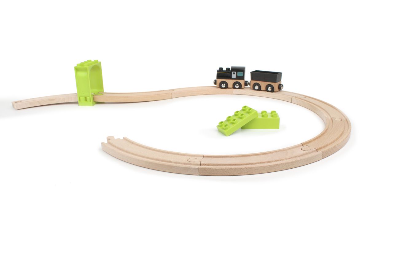Noppi Eisenbahn - 8 große Kurvenschienen aus Holz