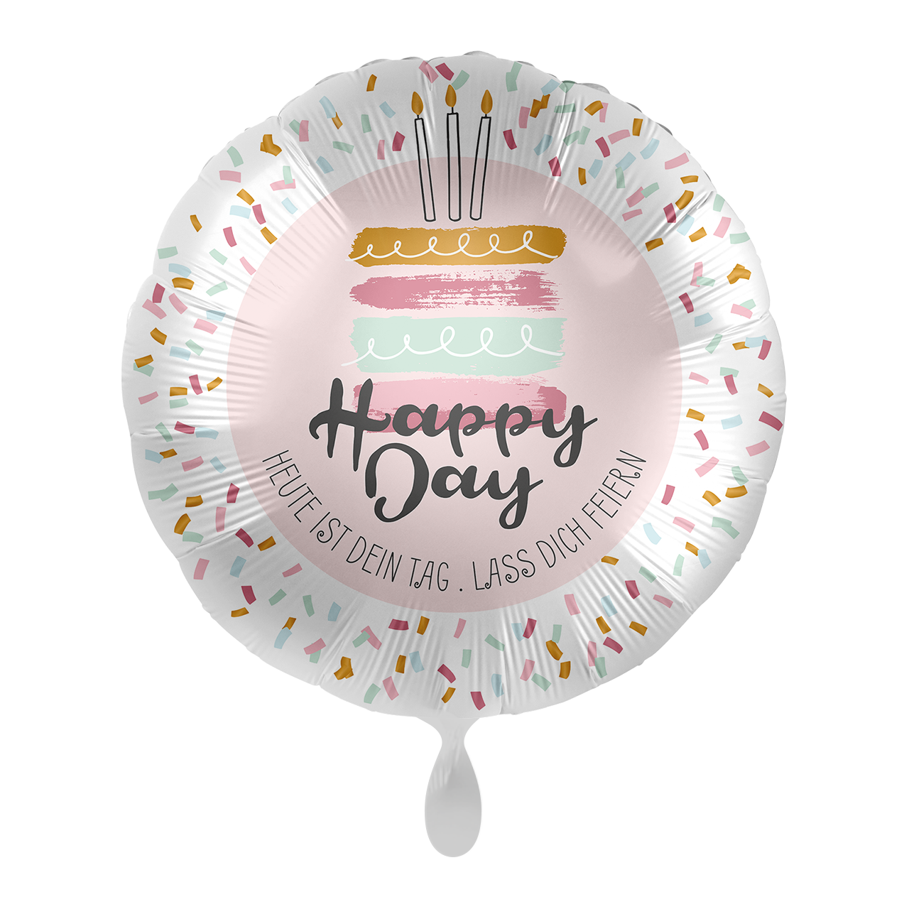 Folienballon rund Motiv Happy Day Cake 18" 