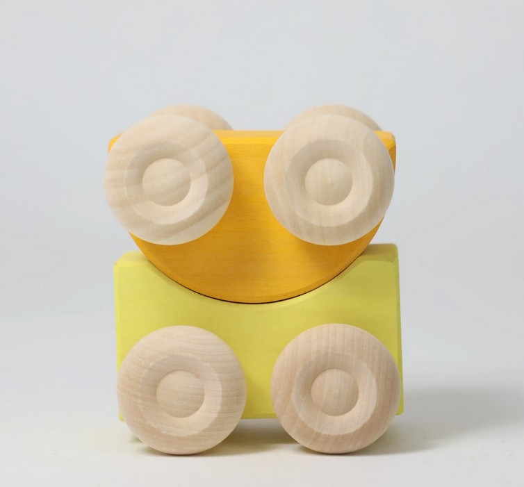 Grimms Stapel-Autos Gelb zwei Holz Autos im Set