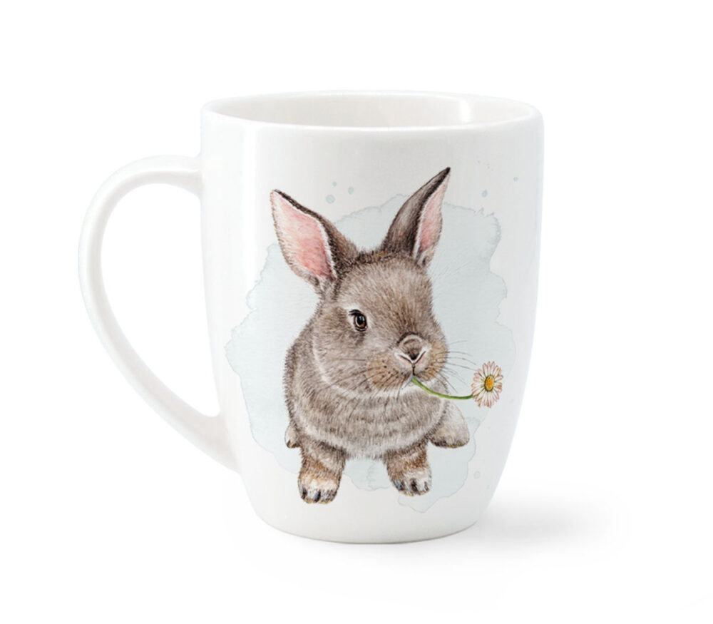 Maluu Tasse Bunny Bliss aus Porzellan mit zwei Hasen-Motiven