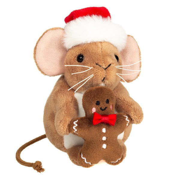 Hermann Teddy Weihnachtsmaus m. Lebkuchennmann 11 cm Stofftier