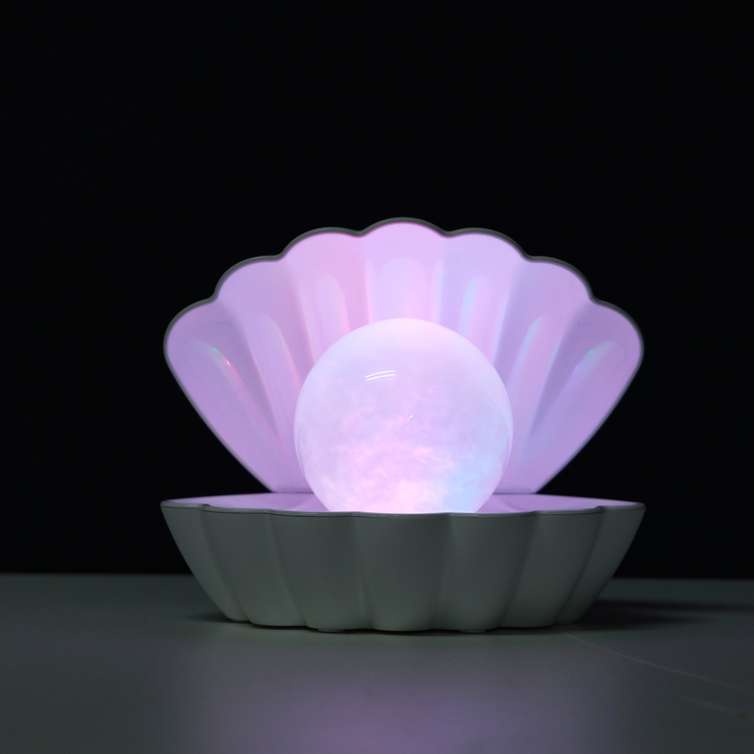 iTotal Muschel-Lampe weiß mit Nebeleffekt