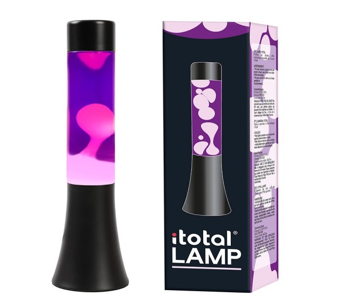iTotal Flared Lavalampe mit schwarzem Sockel violette Flüssigkeit und weißes Wachs