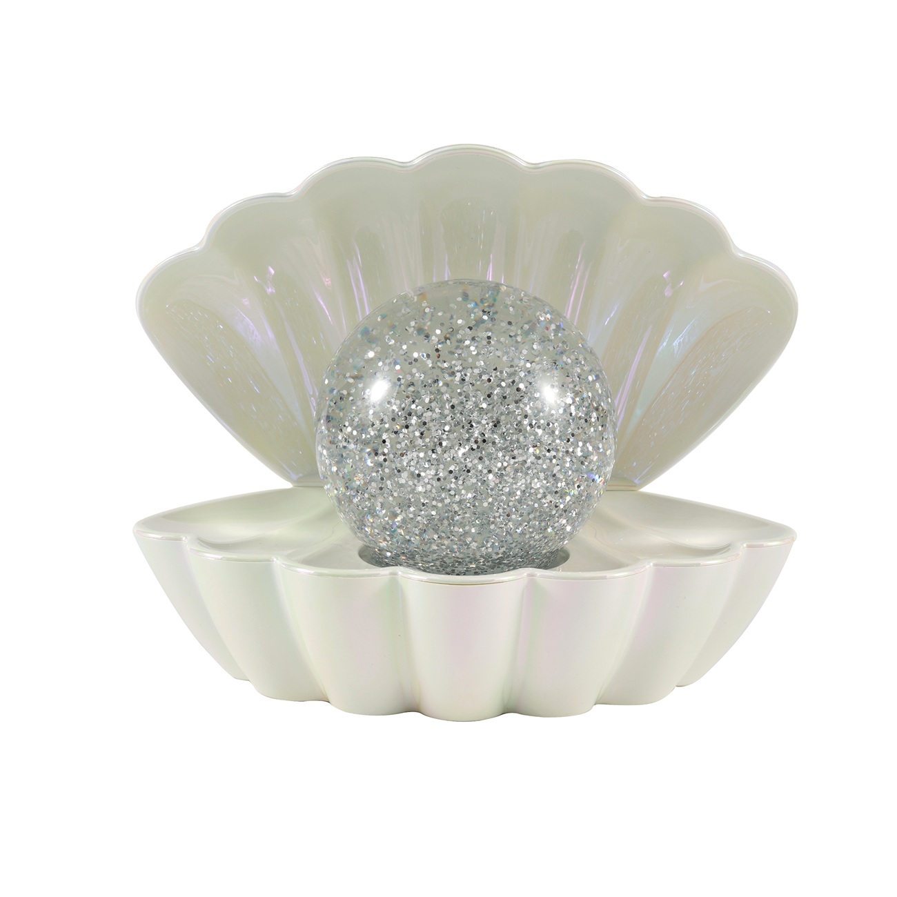 iTotal Muschel-Lampe weiß mit Glitzer