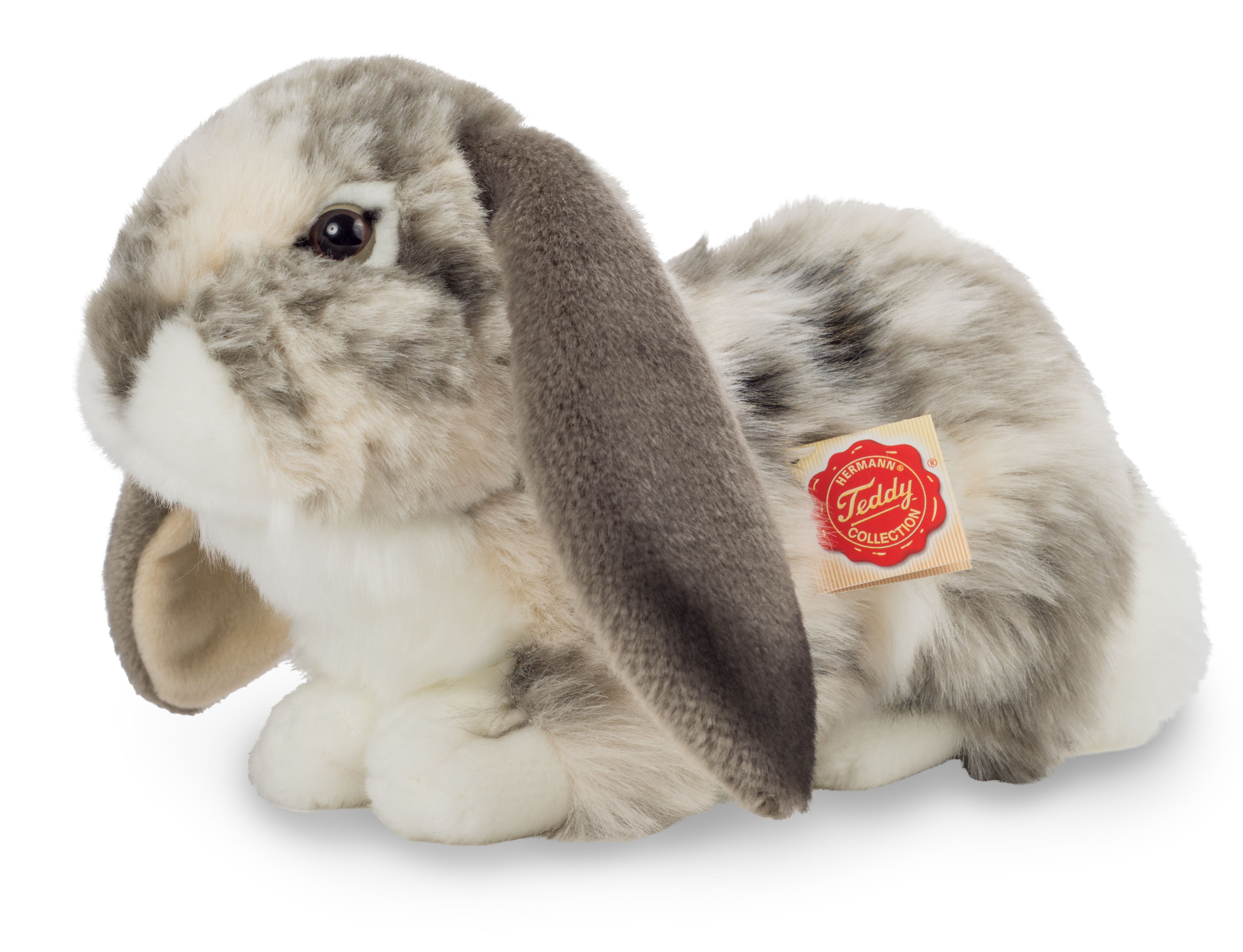 Hermann Teddy Widderkaninchen liegend grau-weiß 30 cm Stofftier