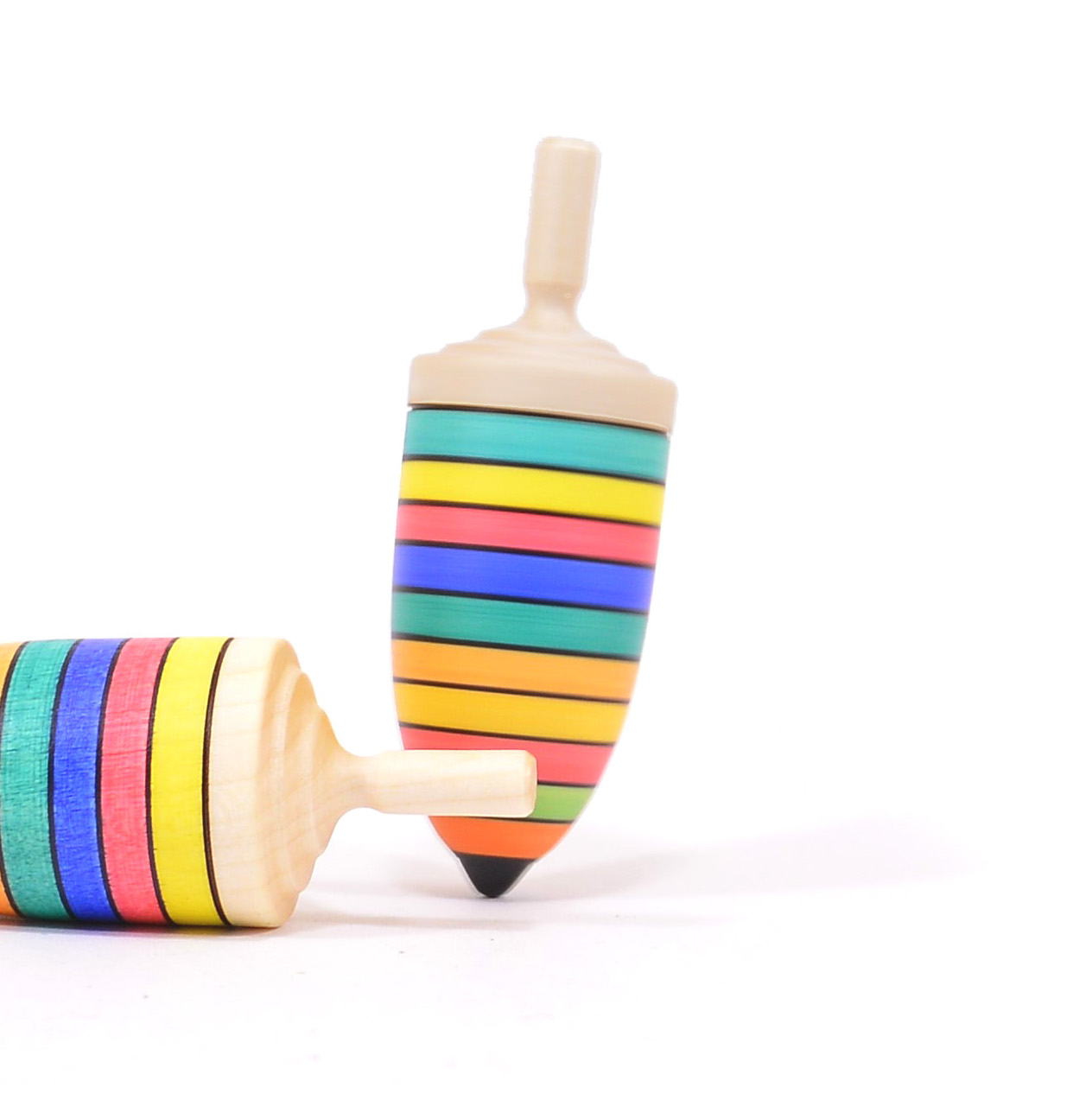 Mader Holzkreisel Donnerkeil gestreift bunt aus der Kreiselmanufaktur