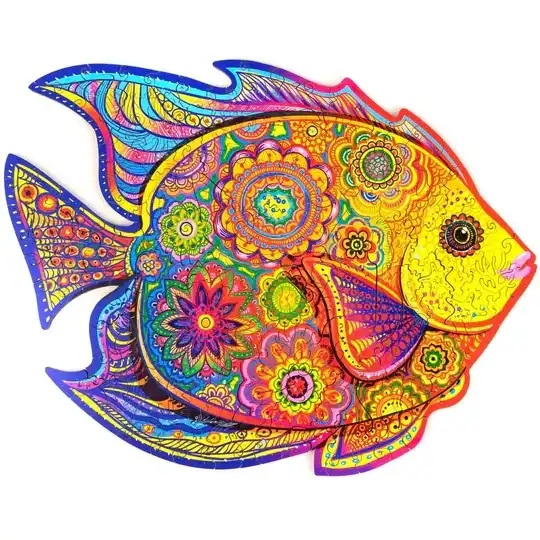 Unidragon Holz-Puzzle - Shining Fish "M" 32 x 24 cm, 196 Teile