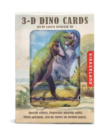 Kikkerland 3D Dinosaur Playing Cards Kartenspiel (Pokerblatt) mit Dinosaurier Motiven