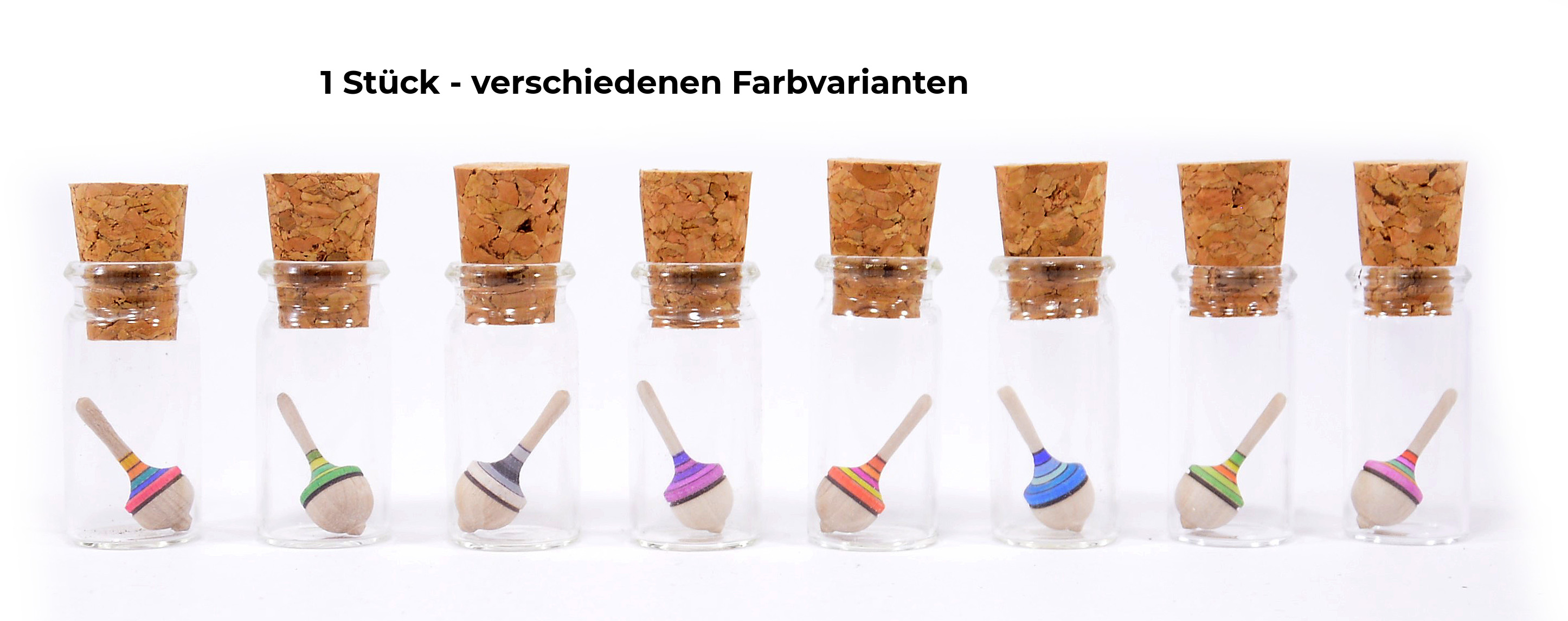 Mader Holzkreisel Liliput im Glas gestreift Minikreisel